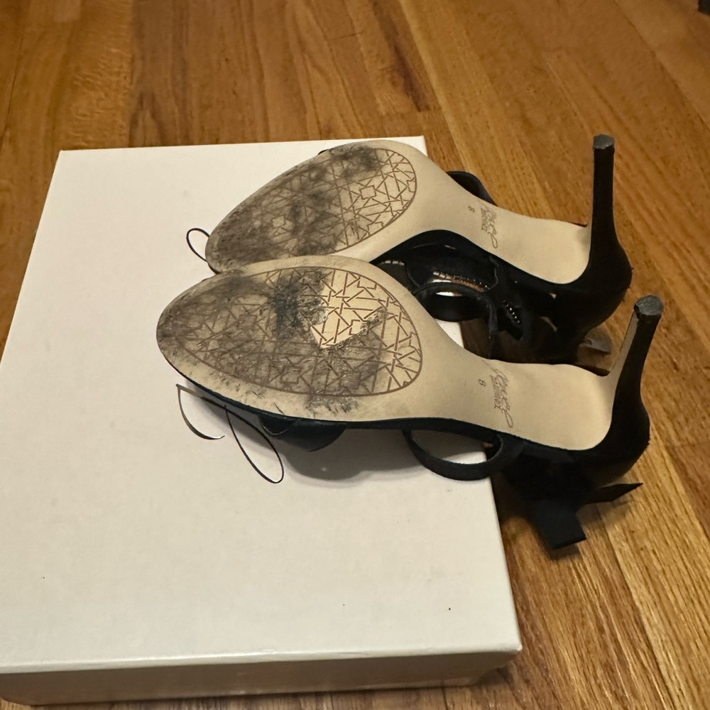 Jewel Badgley Mischka Satin Heels with Rhinestone Straps - Picture 5 of 5